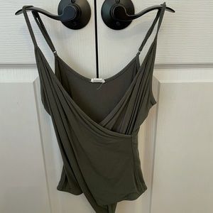 Olive green crisscross bodysuit